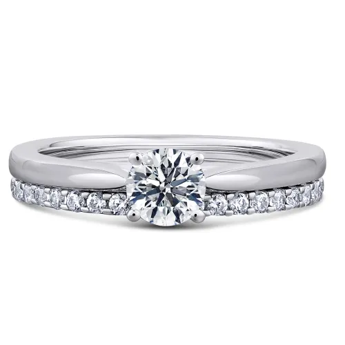 Platinum Diamond Solitaire Bridal Set - Rose